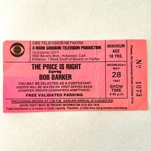 The Price is Right starring Bob Barker Original 1997 Ticket